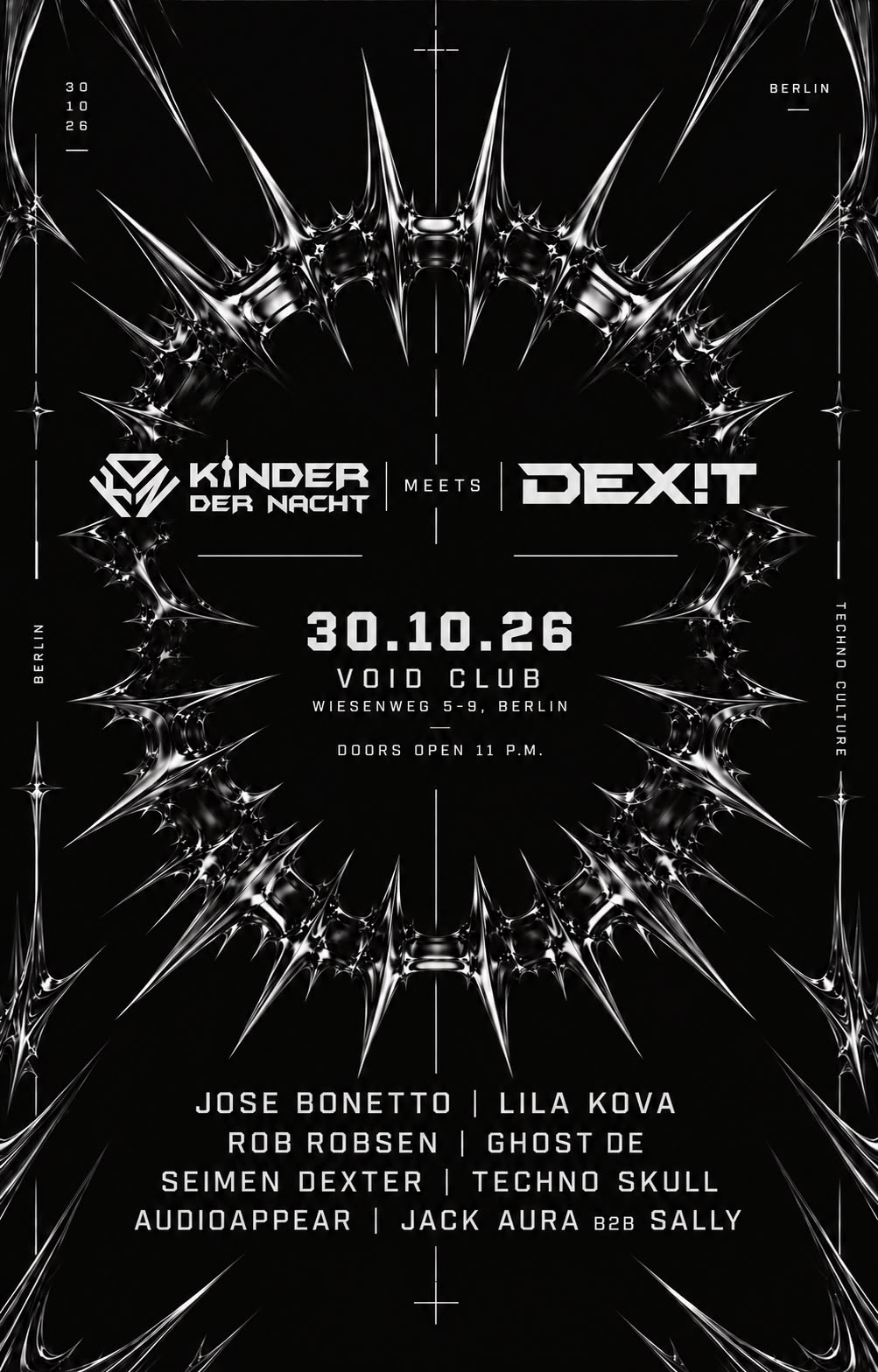 KINDER DER NACHT MEETS DEXIT TECHNO — flyer